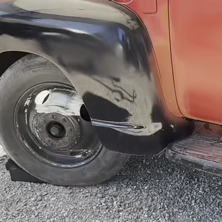 Truck fender before — black coating
